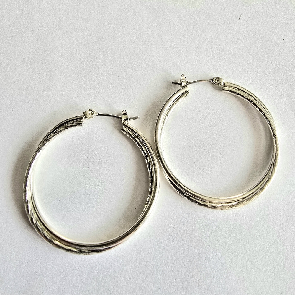 Hoop earrings silver tone hoops classic minimalist jewelry
